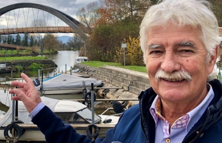 Blaise Matthey, gouverneur en 2020, devant le Pont Rotary fraîchement rénové