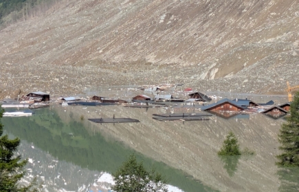 Le village de Blatten, en Valais, est en grande partie sous l'eau après un éboulement